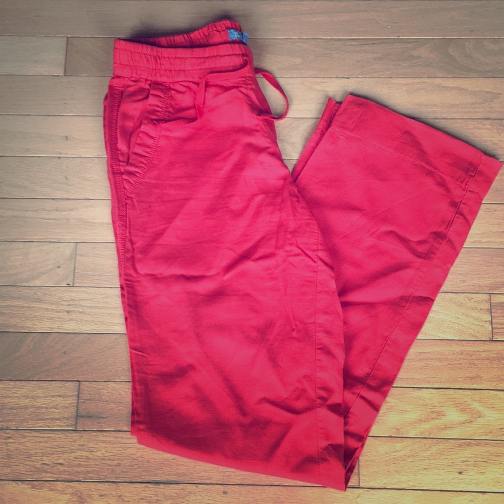 Coral linen long pants